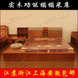 实木床榻榻米床双人床1.8中式床水曲柳床书架床特价包邮储物床