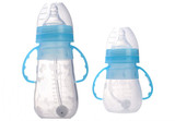 小淘气婴儿宽口径带吸管防胀气抗菌宝宝全硅胶奶瓶防摔母婴用品
