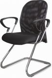 黑色钢制脚椅子休闲椅电脑椅办公椅职员椅网布椅固定扶手