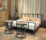 仿古防锈做旧铁艺床 美式乡村家具 单人床双人床1.5 1.8米 铁床架