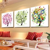 幸福树装饰画客厅现代简约四联壁画发财树无框画餐厅三联卧室挂画