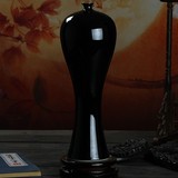 景德镇瓷器花瓶客厅摆件简约创意时尚工艺品黑釉美人瓶陶瓷装饰品