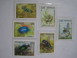 【特价】1987年摩纳哥昆虫邮票（6全，有两枚齿微黄）