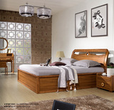 中格家具现代中式橡木标准1.5米1.8米2米气动高箱实木板排骨床架