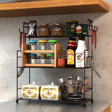 简易储物柜子欧式置物简约组合材料收纳柜厨房调料架黑色金属两层