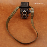 cam-in 牛皮Rolleiflex数码照相机背带皮质平版纹肩带橄榄