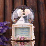 包邮水滴娃娃婚礼相框水晶球音乐盒八音盒旋转情人节结婚创意礼物