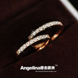 品质保证 钛钢镀玫瑰金/白金色 排钻戒指 甜美气质大方 女饰品