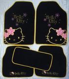 hello kitty樱花植绒黑色猫头脚垫 KT豹纹汽车脚垫卡通地毯