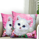 印花3D十字绣抱枕一对创意新款情侣可爱猫十字绣抱枕卡通情侣靠垫