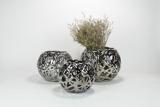电镀银色编织圆球型镂空陶瓷花瓶时尚创意室内装饰品桌面陶瓷摆件