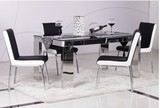 简约现代高档实用餐椅不锈钢餐桌钢化玻璃台面餐桌一桌四椅6椅