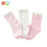 贝贝怡 婴儿新生儿用品婴儿袜子男女宝宝平纹袜 3双装 9001
