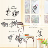 可爱小猫咪卡通墙贴画 幼儿园儿童房间卧室背景墙面装饰贴 创意贴