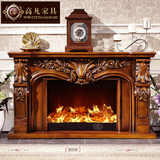 实木色雕花仿真火欧式壁炉 装饰柜 美式电视柜1.1/1.4米电壁炉架