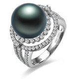 镶嵌加工玉石18K白黄玫瑰金 珍珠宝石钻戒指指环  饰品女工费P139