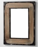 美式乡村铁艺复古式镜框做旧镜子实木镜框装饰相框梳妆必备镜冲钻