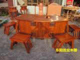 中式仿古红木家具 非洲花梨木 扇形茶桌 实木茶台 休闲茶桌6件套
