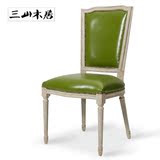 欧式餐椅美式韩式法式乡村复古橡木高档实木餐椅别墅酒店餐椅