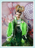 A041瑷鹂古装芭比娃娃绿衣仙子套装12点美白关节体带睫毛摆设礼品