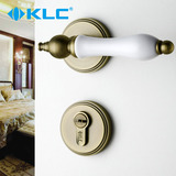 德国KLC欧式青古铜房间门锁室内仿古分体锁 陶瓷把手纯铜锁芯