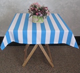地中海风格的蓝白宽条纹帆布桌布茶几布餐桌布盖布桌旗桌垫可定做