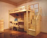 松木实木学生床 高架组合床 学生组合床 带书桌 衣柜 挂梯或步梯