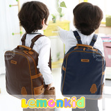 韩国新款PU皮男孩儿童小学生1-2-3年级书包幼儿园大班双肩背包