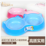 狗碗猫碗双碗 糖果色防滑宠物碗 猫食盆水盆 宠物食盆水碗猫用品