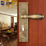 宝雕 中式仿古铜室内门锁 中式现代卧室门锁具古典兰图案中国风