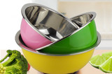 不锈钢盆 彩色圆形加厚加深三件套 厨房用品洗菜盆调料汤盆促销