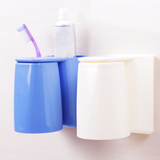 牙缸 包邮  吸盘漱口杯 创意塑料刷牙杯子悬挂式防垢杯情侣牙刷杯