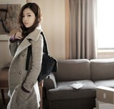 代购女装韩国SZ春冬外套大衣女中款大码新款羊绒修身毛呢