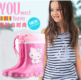 包邮儿童保暖雨鞋女童猫粉色雨靴韩国防滑水鞋hello kitty胶鞋