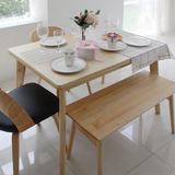 韩式纯实木餐桌日式实木餐桌转盘餐台宜家简约现代欧式桦木家具