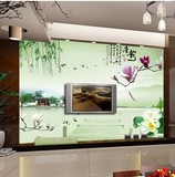 中式大型墙纸壁画 山水风景玉兰 客厅沙发电视背景墙壁纸个性定制