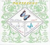 科特迪瓦邮票 2011年 W049 蝴蝶 异型票小全张