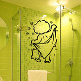 我爱洗澡 浴室门贴纸防水墙贴纸卫生间玻璃门卡通趣味创意贴画