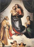 馨艺油画 基督教仿真油画人物油画 西斯廷圣母抱耶稣油画A-01303