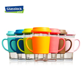 韩国GLASSLOCK钢化玻璃杯带把杯三光云彩杯套水杯耐热茶杯380ml