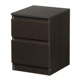 皇冠IKEA南京宜家代购家居 库伦 两斗抽屉柜黑褐色床头柜边桌正品