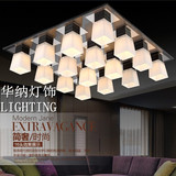 简欧后现代方形LED不锈钢水晶吸顶灯时尚简约客厅餐厅卧室书房灯