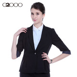 G2000女装黑色七分袖西服外套职业装一粒扣女士西装薄款修身型