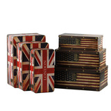 Etee木质复古英伦国旗收纳箱储物盒首饰盒整理工具盒针线盒零件盒