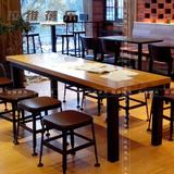 实木咖啡馆长桌 甜品店西餐厅长桌咖啡吧餐台星巴克餐台 铁艺餐台