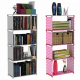 简易书架布艺多功能置物架宜家整理杂物架加固办公室组合布书柜子
