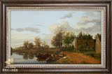查理夫人 美式乡村客厅高档手绘油画 乡村风景装饰画有框画13527