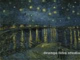 梵高 罗纳河上的星夜 高清印制 油画布画芯 2色可选 奥赛博物馆藏