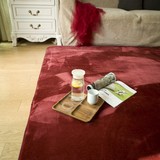 出口外单纯色法兰绒酒红色喜庆客厅地毯床边毯地垫爬爬垫