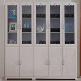书柜书架自由组合带玻璃门非实木1.2米书橱钢琴烤漆 欧式现代简约
